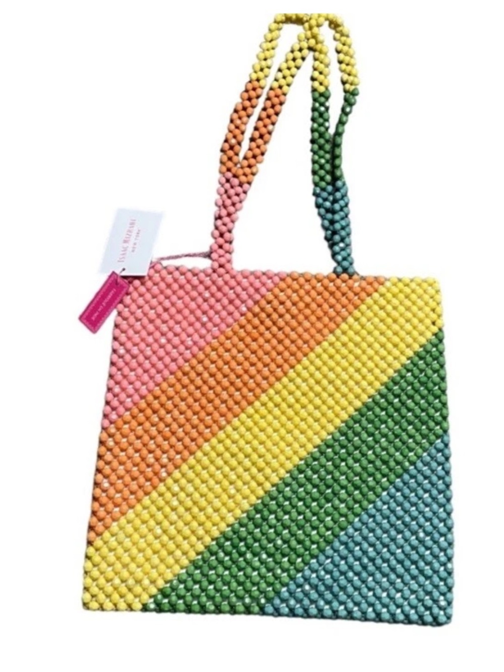 Isaac Mizrahi Beaded Rainbow Tote Bag NWT